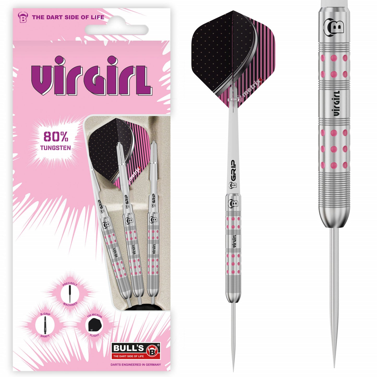 Fléchettes BULL'S Virgirl VR1 Steel Dart (réf. 7000-02)