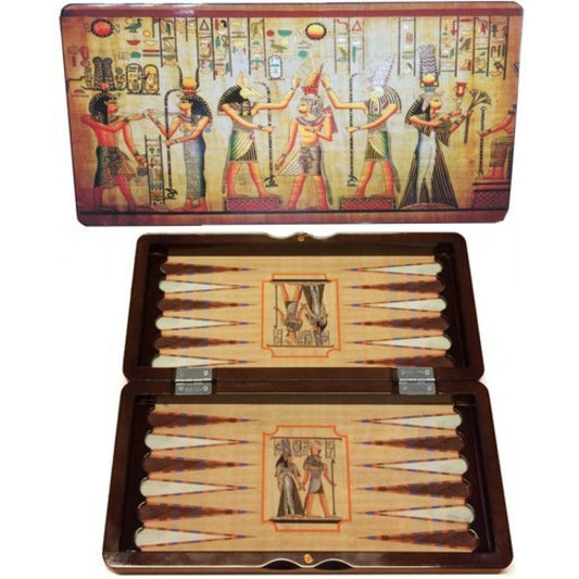 Backgammon hout Egyptisch design 40cm (réf. 2182)