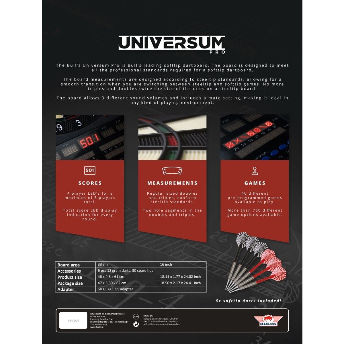 Cible Darts Electronique Universum Pro Bull's (réf. 5391)