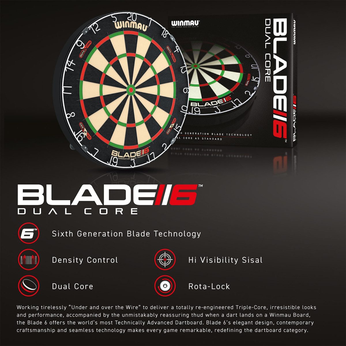 Cible Winmau Blade 6 Dual Core (réf. 652)