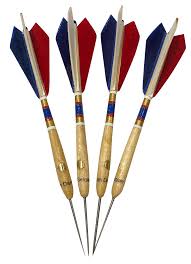 Fléchettes Belges en bois 4pcs - Bleu/Blanc/Rouge (réf. 921)