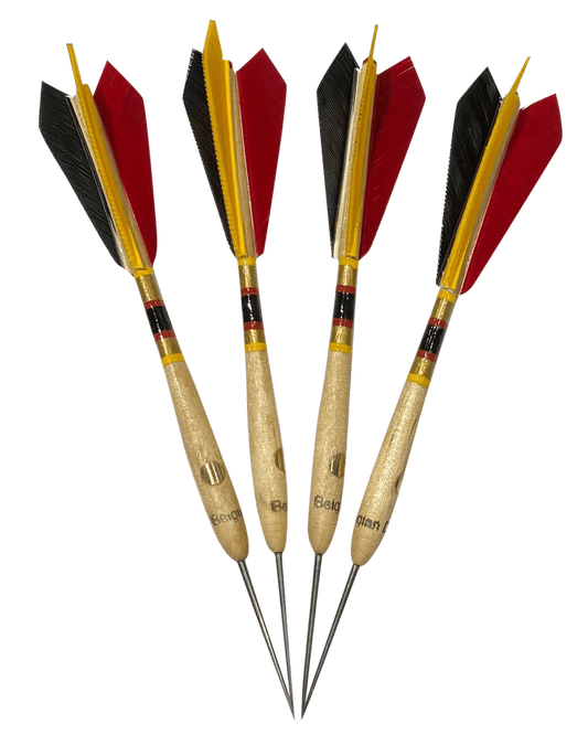 Fléchettes Belges en bois 4pcs - noir/jaune/rouge (réf. 921)